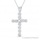 Paternoster Rosary Cross CZ Crystal X Rope 925 Sterling Silver & Rhodium Pendant Paternoster Rosary Cross CZ Crystal X Rope 925 Sterling Silver & Rhodium Pendant