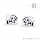 Elephant Animal Wildlife Charm Stud Earrings 8x10mm Studs in 925 Sterling Silver