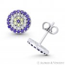 Evil Eye Luck Charm Purple W&Y CZ Crystal .925 Sterling Silver 9mm Stud Earrings Evil Eye Luck Charm Purple W&Y CZ Crystal .925 Sterling Silver 9mm Stud Earrings