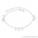 4x5mm & 6x7mm Heart on 2.5mm Rolo Chain Italy .925 Sterling Silver Charm Anklet 4x5mm & 6x7mm Heart on 2.5mm Rolo Chain Italy .925 Sterling Silver Charm Anklet