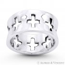 Eternity Latin Cross Christian Charm Ring Oxidized .925 Sterling Silver 9mm Band