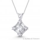 Princess, Round, & Baguette CZ Crystal Cluster 17x7mm Pendant in 14k White Gold Princess, Round, & Baguette CZ Crystal Cluster 17x7mm Pendant in 14k White Gold