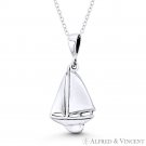 Longbow Yacht Sailboat Seafarer's Nautical Sailing Pendant .925 Sterling Silver Longbow Yacht Sailboat Seafarer's Nautical Sailing Pendant .925 Sterling Silver