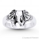 Charging Elephant Animal Charm Right-Hand Ring in Oxidized .925 Sterling Silver