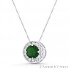 Faux Emerald Green & Clear CZ Crystal Halo 9mm Slider Pendant in 14k White Gold Faux Emerald Green & Clear CZ Crystal Halo 9mm Slider Pendant in 14k White Gold