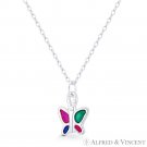 Butterfly Insect Animal Enamel Charm Italy .925 Sterling Silver 16x10mm Pendant Butterfly Insect Animal Enamel Charm Italy .925 Sterling Silver 16x10mm Pendant