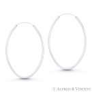 Oval Tube (57x39x2mm) .925 Sterling Silver Lightweight Hollow Drop Hoop Earrings
