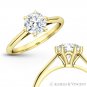 Forever Classic Round Moissanite 6Pr Solitaire 14k Yellow Gold Engagement Ring