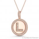 Initial Letter "L" & Halo CZ Crystal Pave 14k Rose Gold 19x13mm Necklace Pendant Initial Letter "L" & Halo CZ Crystal Pave 14k Rose Gold 19x13mm Necklace Pendant