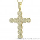 Large Cross CZ Crystal Cluster 54x32mm Pendant in .925 Sterling Silver & 14k YG