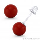 3mm-8mm Red Coral Ball Studs Screwback-Bell Stud Earrings in 14k 14kt White Gold 3mm-8mm Red Coral Ball Studs Screwback-Bell Stud Earrings in 14k 14kt White Gold