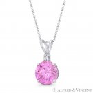 Faux Tourmaline Pink & Clear Round Cut CZ Crystal 14k White Gold 15x8mm Pendant Faux Tourmaline Pink & Clear Round Cut CZ Crystal 14k White Gold 15x8mm Pendant