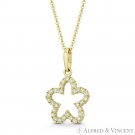 Round-Point Star Celestial Charm CZ Crystal Necklace Pendant in 14k Yellow Gold