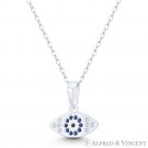Evil Eye CZ Crystal .925 Sterling Silver Turkish Greek Jewish Luck Charm Pendant