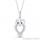 Wisdom Owl Animal Charm CZ Crystal Solid 14k White Gold 20x10mm Necklace Pendant Wisdom Owl Animal Charm CZ Crystal Solid 14k White Gold 20x10mm Necklace Pendant