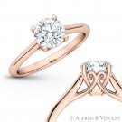 Forever ONE GHI Round Moissanite 4Pr Solitaire Engagement Ring in 14k Rose Gold Forever ONE GHI Round Moissanite 4Pr Solitaire Engagement Ring in 14k Rose Gold