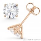 Round Cut Forever Brilliant Moissanite 14k Rose Gold 4Pr Pushback Stud Earrings Round Cut Forever Brilliant Moissanite 14k Rose Gold 4Pr Pushback Stud Earrings