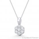 Flower Charm Round Brilliant CZ Crystal Cluster 14x7mm Pendant in 14k White Gold Flower Charm Round Brilliant CZ Crystal Cluster 14x7mm Pendant in 14k White Gold