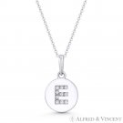 Initial Letter "E" CZ Crystal 14k White Gold 15x9mm Round Disc Necklace Pendant Initial Letter "E" CZ Crystal 14k White Gold 15x9mm Round Disc Necklace Pendant
