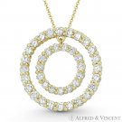 Double Eternity 12mm&20mm Circle Forever Love CZ Crystal 14k Yellow Gold Pendant