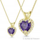 Heart Love Charm Faux Amethyst Purple CZ Crystal 14k Yellow Gold 13x9mm Pendant Heart Love Charm Faux Amethyst Purple CZ Crystal 14k Yellow Gold 13x9mm Pendant