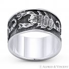 Scorpion Scorpio Zodiac Sign 10mm Wide Ring Eternity Band in 925 Sterling Silver Scorpion Scorpio Zodiac Sign 10mm Wide Ring Eternity Band in 925 Sterling Silver