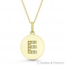 Initial Letter E CZ Crystal 14k Yellow Gold 18x12mm Round Disc Necklace Pendant Initial Letter E CZ Crystal 14k Yellow Gold 18x12mm Round Disc Necklace Pendant