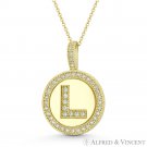 Initial Letter "L" Halo CZ Crystal Pave 14k Yellow Gold 19x13mm Necklace Pendant Initial Letter "L" Halo CZ Crystal Pave 14k Yellow Gold 19x13mm Necklace Pendant