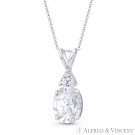 Oval Brilliant Round Cut Clear CZ Crystal 14k White Gold 18x7mm Fashion Pendant Oval Brilliant Round Cut Clear CZ Crystal 14k White Gold 18x7mm Fashion Pendant