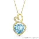 Faux Blue Topaz Clear CZ Crystal 22x13mm Double-Heart Pendant in 14k Yellow Gold