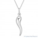 Italian Horn Corno Evil Eye Charm Pendant Chain Necklace in .925 Sterling Silver