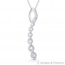Round Brilliant Cut CZ Crystal 29mm Journey Pendant Love Charm in 14k White Gold