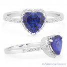 1.97ct Heart-Shape Blue Lab Sapphire Diamond Halo Promise Ring in 14k White Gold 1.97ct Heart-Shape Blue Lab Sapphire Diamond Halo Promise Ring in 14k White Gold