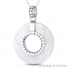 Circle Mother-of-Pearl Eternity Love Charm Oxidized .925 Sterling Silver Pendant Circle Mother-of-Pearl Eternity Love Charm Oxidized .925 Sterling Silver Pendant