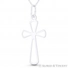 Flared Modern Christian Cross Chunky Pendant in Solid Italy .925 Sterling Silver Flared Modern Christian Cross Chunky Pendant in Solid Italy .925 Sterling Silver