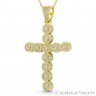 Multi-Circle Christian Cross CZ Crystal Pave .925 Sterling Silver 14k YG Pendant Multi-Circle Christian Cross CZ Crystal Pave .925 Sterling Silver 14k YG Pendant