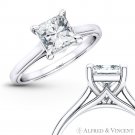 Forever ONE DEF Square Moissanite 4Pr Solitaire Engagement Ring in 14k White Gol