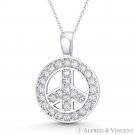 Peace Sign Hippie Charm Cubic Zirconia Crystal 20mmx14mm 14k White Gold Pendant Peace Sign Hippie Charm Cubic Zirconia Crystal 20mmx14mm 14k White Gold Pendant