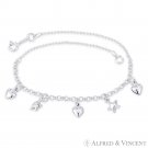 Heart, Star, Ball Bead & Rolo Link Chain Italy .925 Sterling Silver Charm Anklet Heart, Star, Ball Bead & Rolo Link Chain Italy .925 Sterling Silver Charm Anklet