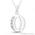 Initial Letter "O" 28x17mm (1.1x0.7in) Charm CZ Pendant in .925 Sterling Silver