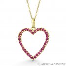 Heart Love Charm Faux Ruby Red CZ Crystal Pave 14k Yellow Gold 21mmx17mm Pendant Heart Love Charm Faux Ruby Red CZ Crystal Pave 14k Yellow Gold 21mmx17mm Pendant