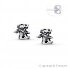 Walking Baby Bear Animal Wildlife Charm Stud Earrings .925 Sterling Silver Studs