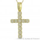 Multi-Cluster Cross CZ Crystal Religious Pendant in 925 Sterling Silver & 14k YG Multi-Cluster Cross CZ Crystal Religious Pendant in 925 Sterling Silver & 14k YG