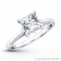 Forever ONE GHI Square Moissanite 4Pr Solitaire Engagement Ring in 14k White Gol