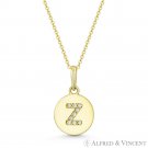 Initial Letter "Z" CZ Crystal 14k Yellow Gold 15x9mm Round Disc Necklace Pendant Initial Letter "Z" CZ Crystal 14k Yellow Gold 15x9mm Round Disc Necklace Pendant