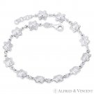 9x8mm Turtle 5mm Ring Link Animal Charm Italy .925 Sterling Silver Chain Anklet