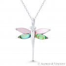 Dragonfly Insect Charm Mother-of-Pearl Solid 925 Sterling Silver 28x25mm Pendant Dragonfly Insect Charm Mother-of-Pearl Solid 925 Sterling Silver 28x25mm Pendant