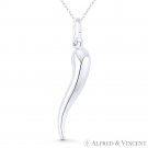 Italian Horn Corno Evil Eye Luck Charm .925 Sterling Silver 53mm (2.1in) Pendant Italian Horn Corno Evil Eye Luck Charm .925 Sterling Silver 53mm (2.1in) Pendant