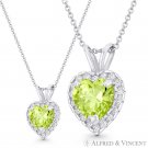 Heart Love Charm Faux Peridot Green CZ Crystal 13x9mm Pendant in 14k White Gold Heart Love Charm Faux Peridot Green CZ Crystal 13x9mm Pendant in 14k White Gold