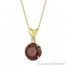 Faux Garnet Red & Clear Round Cut CZ Crystal 15mmx8mm Pendant in 14k Yellow Gold